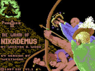 Phantasie III Wrath of Nikademus title screen for Commodore 64
